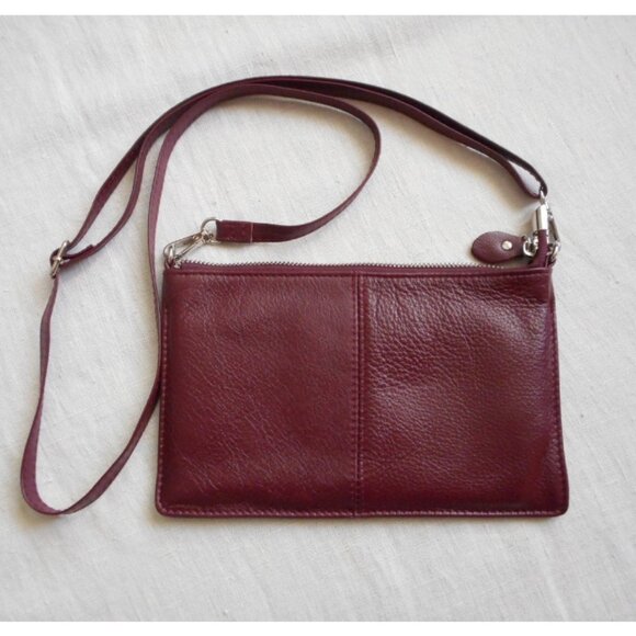 Genuine leather small burgundy crossbody bag- Befen - Picture 1 of 14